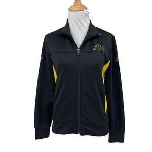Kappa Jacket Womens M Medium Yellow Black Full Zip Mock Italia Logo Back Track